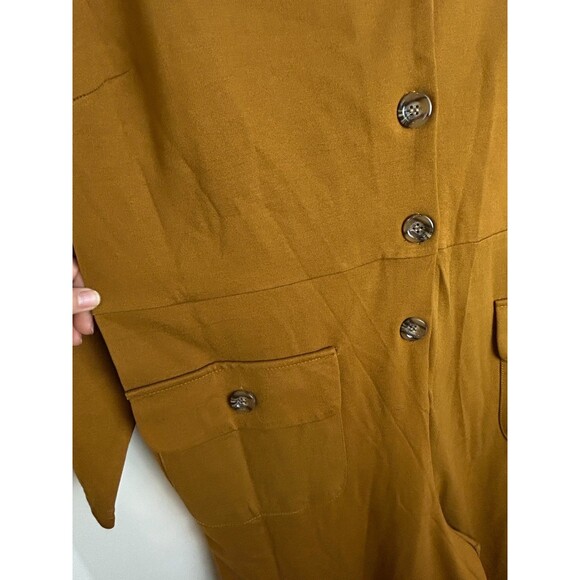 Mod X Womens 3X Mustard Belted Button Up Stretchy Jumpsuit - Picture 12 of 16
